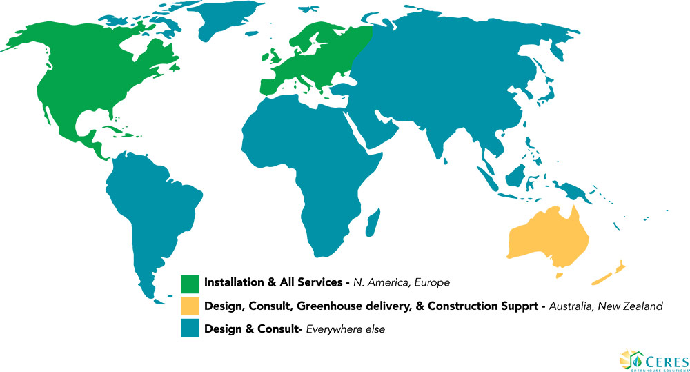 commercial greenhouse consultants- world map